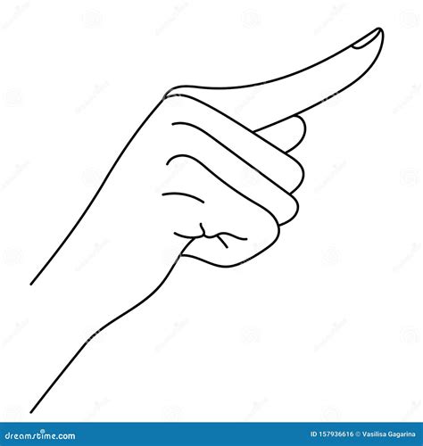 Hand With Index Finger Line Art Drawing Hand With Forefinger Pressing