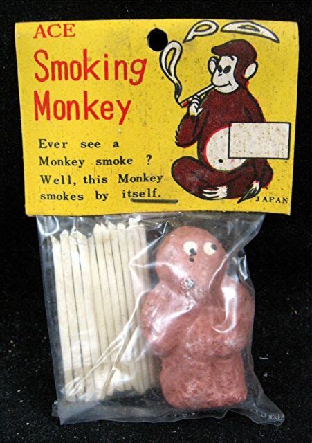 1950 Ace Smoking Brown Monkey Toy In Original Packaging Old Store Stock