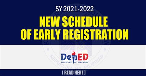Update On Deped Schedule For Early Registration For School Year 2021