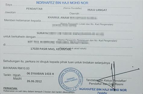 Surat Pengesahan Kahwin Ketua Kampung 9 Prosedur Borang Nikah Untuk