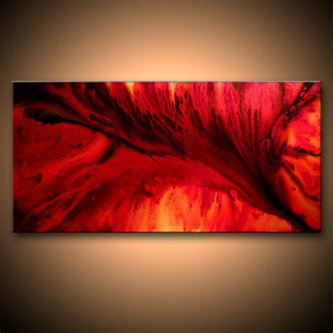 Large Original Abstract Painting Red Black Contemporary Moder