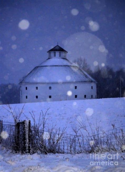 Round Barn In Snow Storm Photograph By Julie Dant Fine Art America