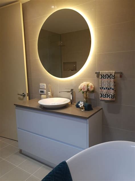 rear soft glow led backlit round bathroom mirror luxe mirrors