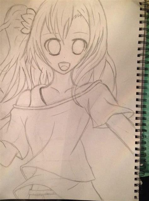 Anime Girl Hair Blowing In Wind Drawing
