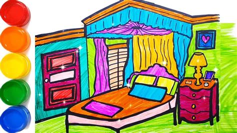 Learncolors How To Draw Bedroom Coloring And Drawing Kids At Time
