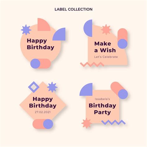 Free Vector Flat Design Minimal Birthday Label And Badges
