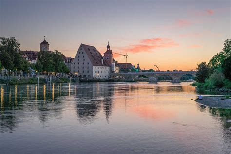 Sonnenuntergang An Der Donau In Regensburg Deutschland Fotograf