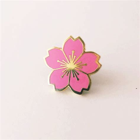 Sakura Cherry Blossom Enamel Pin 10 Liked On Polyvore Featuring