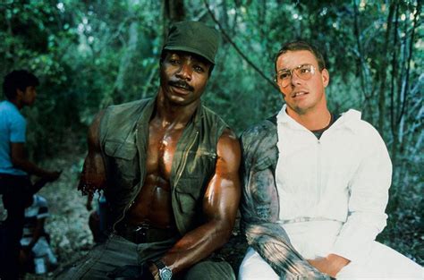 Jean Claude Van Damme And Carl Weathers On The Set Of Predator 1987 Before Van Damme Was