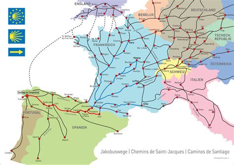 Karte von deutschland mit der hauptstadt berlin. Santiago De Compostela Jakobsweg Karte | Kleve Landkarte