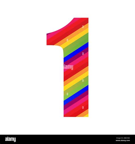 1 Number Rainbow Style Numeral Digit Colorful Number Vector