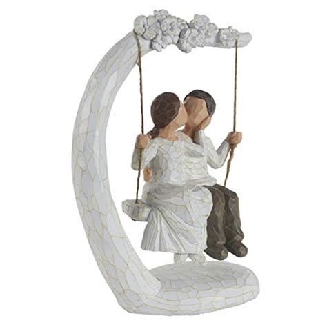 Jsys Hand Painted Lover Romantic Sculptures Figurines Kissing Statues