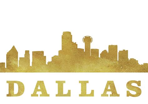 Dallas Skyline Gold Digital Art By Erzebet S