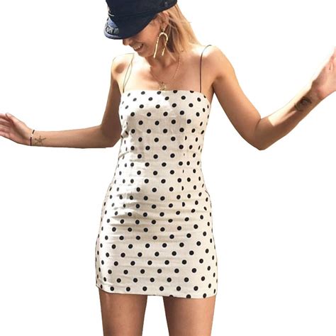 2018 Summer Women Polka Dot Dress Female Sexy Bodycon Slimming Backless