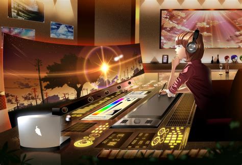 Wallpaper Anime Girls Music Computer Desk Video Game Girls Games