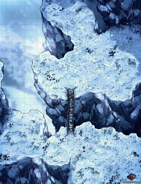 Snowy Mountain Bridge Path D D Map For Roll And Tabletop Dice Grimorium