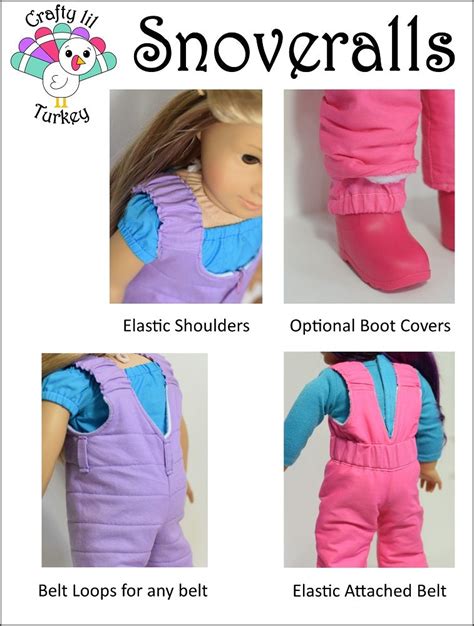 crafty lil turkey snoveralls 18 doll clothes pattern fits american girl®