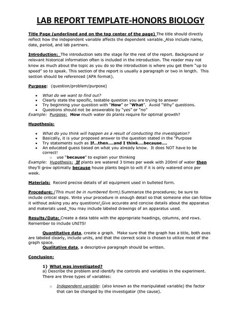 Science Lab Report Template New Creative Template Ideas In 2020 Lab