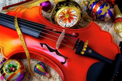 Baroque Violin With Christmas Ornaments Photograph By Garry Gay Fine Art America