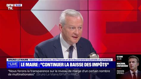 Bruno Le Maire favorable à une poursuite de la baisse des impôts notamment pour ceux qui