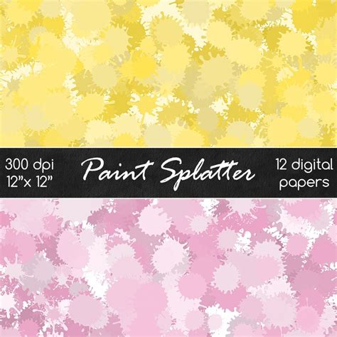 Paint Splatter Digital Papers Paint Splat Paint Drops Etsy