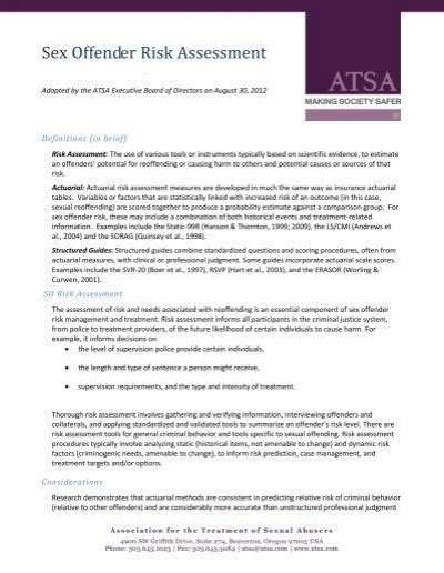 Sex Offender Risk Assessment Association For The Treatment Of