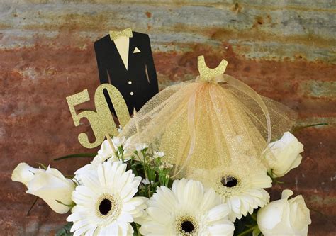 50th Wedding Anniversary Centerpiece Golden Anniversary Table Etsy