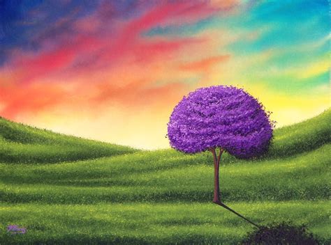 Bing Art By Rachel Bingaman Sunset Sky Oil Painting Purple Tree