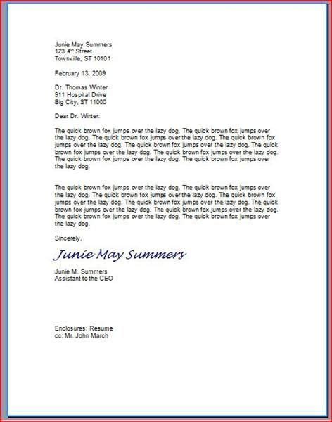 type  professional letter