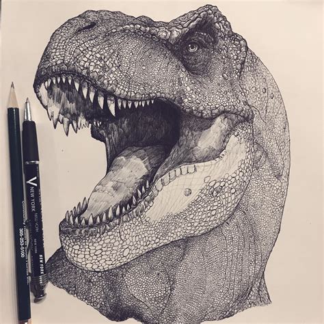 How To Draw A Realistic Dinosaur At Drawing Tutorials