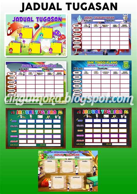 Program pelayanan harian mengisi buku kegiatan harian. jadual waktu, jadual bertugas, carta kelas, parking lot ...