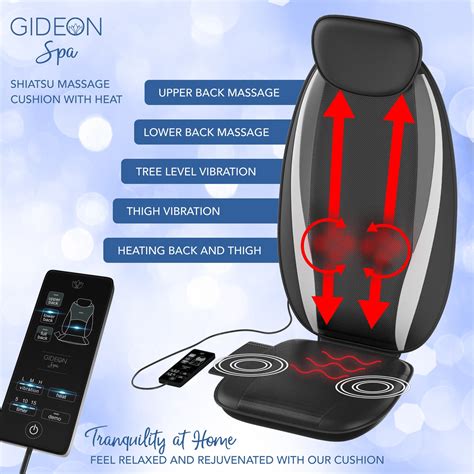 Gideon Luxury Full Back Shiatsu Massaging Cushion With Heat Vibration Powerful Deep Kneading