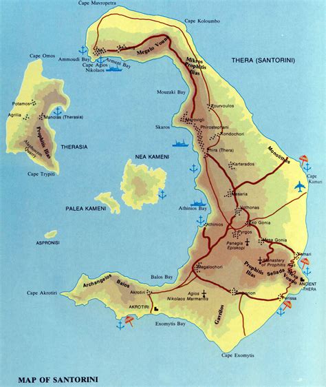 Santorini Tourist Map Santorini Mappery