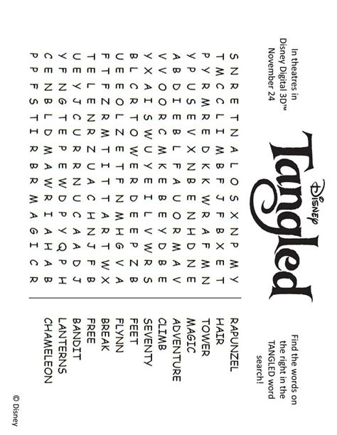 Tangled Printable Games Tangled Find The Words Game Online Game For