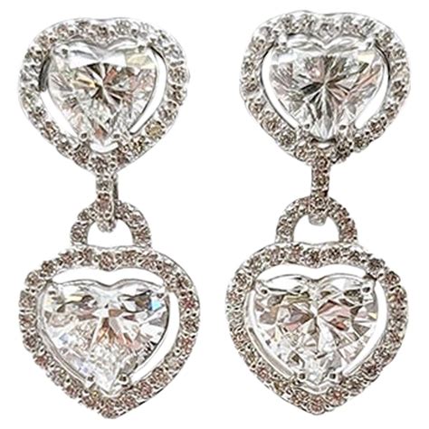 Gia Heart Shape Diamond Dangle Earrings For Sale At 1stdibs
