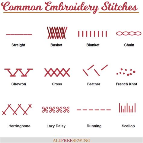 Common And Traditional Embroidery Stitches Infographic