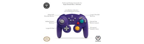 Powera Wireless Controller For Nintendo Switch Gamecube Style Purple
