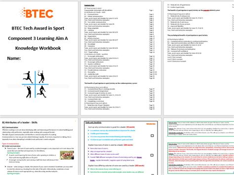 Edexcel Btec Tech Award Sport Activity And Fitness Component 3 Learning