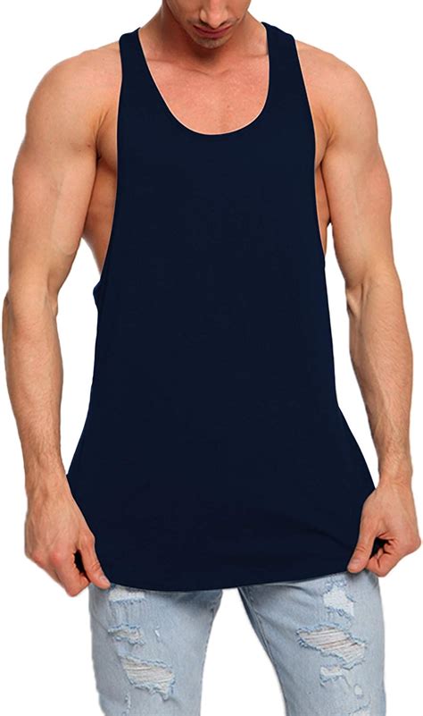 Mens Longline Athletic Workout Tank Top Muscle Fitness Extreme