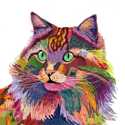Cat Art Calico Cat Painting Pet Portrait Print Etsy Cat Painting
