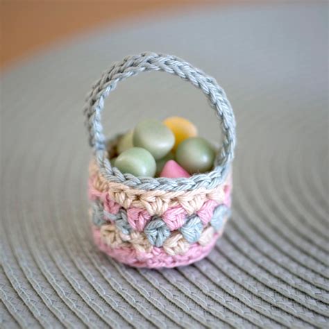 Mini Easter Baskets In Crochet Pdf Pattern Etsy Mini Easter Basket Easter Baskets Easter