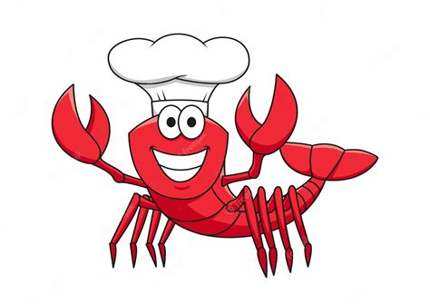 Premium Vector Cartoon Red Lobster Chef In White Cook Hat