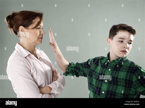 Mother And Son Have Fight Stock Photo Alamy