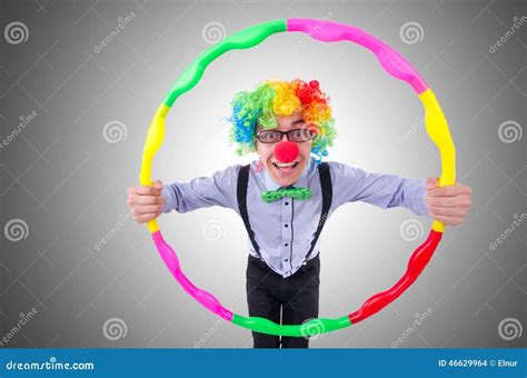 Funny Clown With Hula Hoop Stock Photo Image Of Hoop 46629964