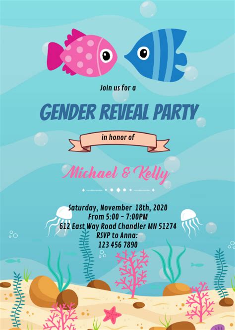 Copy Of Fish Gender Reveal Party Invitation Postermywall
