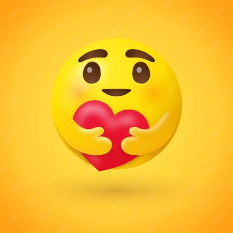 Premium Vector Care Emoji Hugging A Red Heart