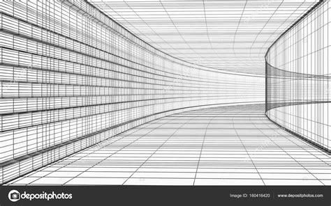 Abstract Architecture Wireframe Structure 3d Illustration Isolated On
