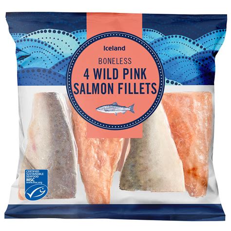 Iceland 4 Boneless Wild Pink Salmon Fillets 480g Fish Fillets