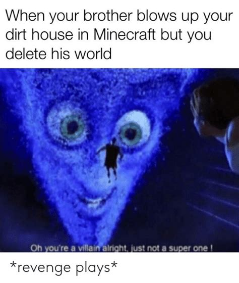 When Your Brother Blows Up Your Dirt House In Minecraft But You Delete