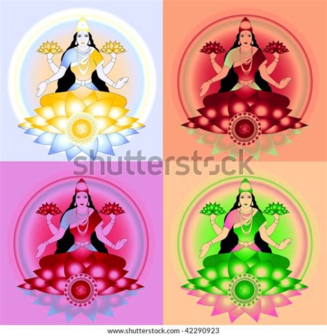 Indian Goddess Lakshmi Set Stock Illustration 42290923
